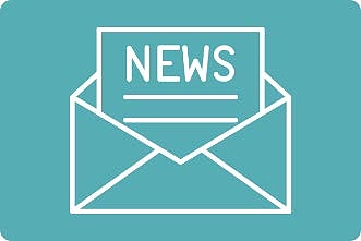 Als Grafik ein offener Briefumschlag wo ein Zettel rausschaut auf dem steht: NEWS